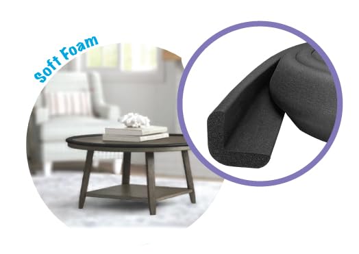 Kidkusion Baby Proof Edge Guards for Safety | Made in The USA | 24 Feet | Black | Edge Protectors for Furniture, Tables, Fireplaces | Heavy Duty Tape Included