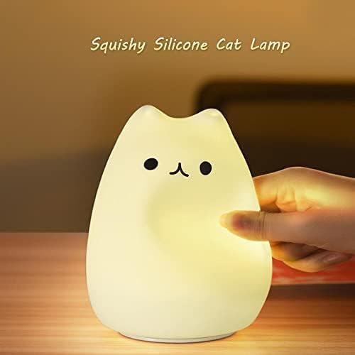 ZKLiLi cat Night Light, Cute Nursery Lights USB Rechargeable Cat Lamp Nightlight Birthday Christmas Gift with Warm White and 7-Color Breathing Modes for Kids Baby Children (USB Charging)