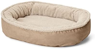 Orvis ComfortFill-Eco Fleece Wraparound Dog Bed - Soft Dog Beds with 360-Degree Support for Small, Medium, Large Dogs, Khaki - M