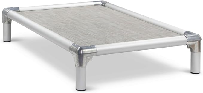 Kuranda Chewproof Elevated Pet Bed - Silver Aluminum - 50" x 36" - Sunsure Textilene - Birch