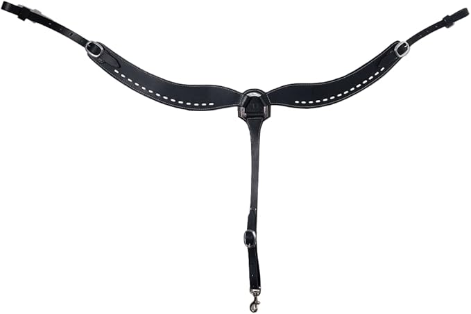 Western Horse Breast Collar - Hand-Tooled Leather Tack for Barrel Racing, Roping & Trail Riding - Durable Adjustable Fit - Rodeo & Show-Quality Equestrian Gear