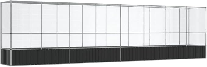 Large Bird Aviary with Extension, Outdoor Galvanized Steel Bird Cage, Galvanized Steel Outdoor Bird Aviary, Mesh Fence Bird House for Small Animals, 328.5"x42.1"x83.5"