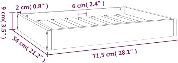 Minimalist Solid Pine Wood Dog Bed for Medium Dogs, Raised Design for Joint Support and Posture, Rustic Finish, Durable and Easy to Clean, 28.1 x 21.3 x 3.5 Inches, Pet