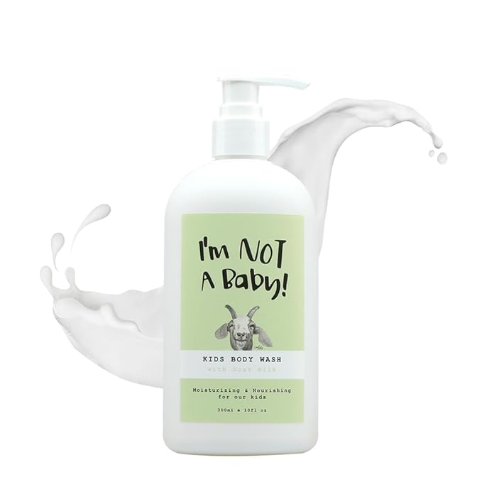 I'm NOT A Baby! Kids Body Wash– Dermatologist Tested, Allergen free, Cruelty-free, PETA, Gentle for Kids, Goat Milk, 10 Fl Oz