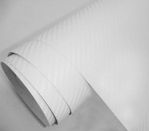 F & B LED LIGHTS White 3D Carbon Fiber Film Twill Weave Vinyl Sheet Roll Wrap (84" X 60", White)