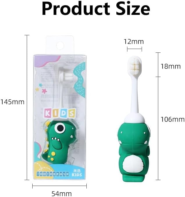 Kids Toothbrush Set - with Soft Bristles Toothbrush and Rinse Cup for Kids Toddler - Fun Brushing for Children - Toddler Toothbrush Soft Toothbrush Kit (Dinosaur)