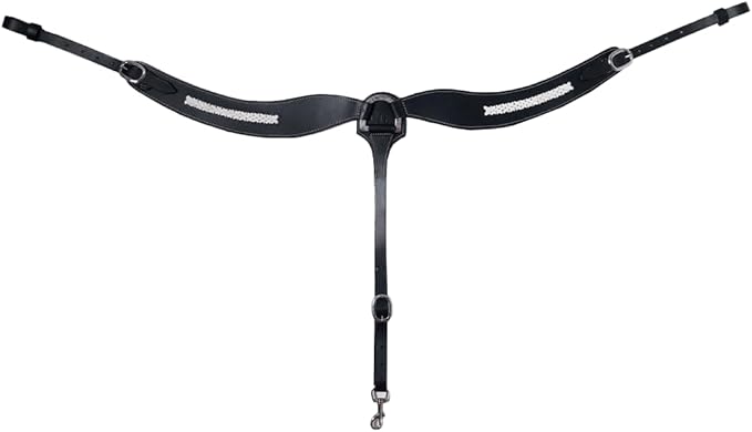 Western Horse Breast Collar - Hand-Tooled Leather Tack for Barrel Racing, Roping & Trail Riding - Durable Adjustable Fit - Rodeo & Show-Quality Equestrian Gear