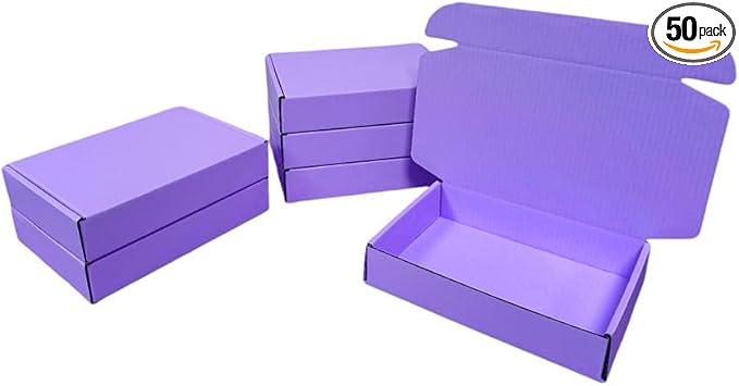 50 Pcs 7.9 x 4 x 1.2 inches Shipping Boxes for Small Business Cardboard Corrugated Mailer Boxes for Shipping Packaging Holidays Craft Gifts Phone Case Packaging (Lavender, 7.9 x 4 x 1.2")
