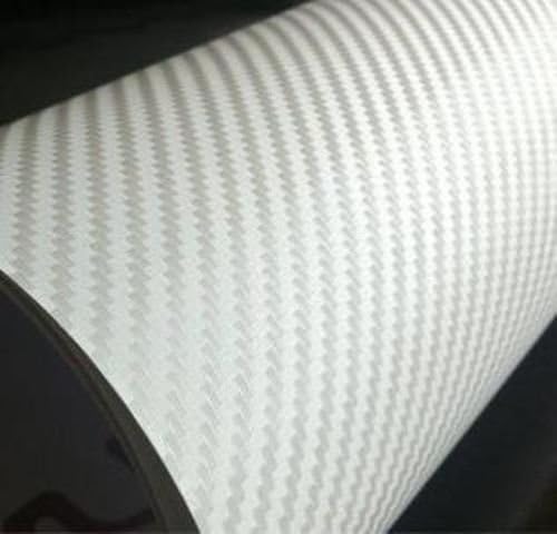 F & B LED LIGHTS White 3D Carbon Fiber Film Twill Weave Vinyl Sheet Roll Wrap (120" X 60", White)