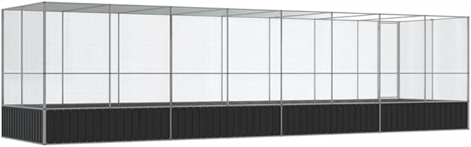 Steel Aviary with Extension, Large Bird Cage with Lockable Door, Aviary Spacious and Versatile Cage Ideal for Parakeets, Parrots, Lovebirds, Cockatiels, Pigeons, 327.6"x81.5"x83.5",-283