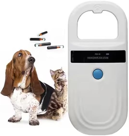 Pet Microchip Scanner ISO11784/85/FDX-B/EMID Animal Handheld Reader,134.2kHz Pet ID Scanner Rechargeable Animal Chip Registration, for Dog/Cat/Pig/Animal (White)
