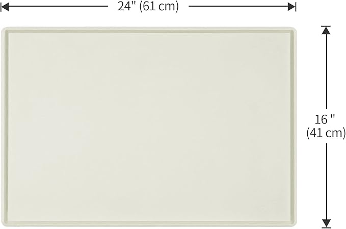 Dog Food Mat,Silicone Waterproof Food Tray,Non Slip Pet Bowl Mats Placemat,0.6" Raised Edge,Suitable for Most Small and Medium Sized Pets,24" x 16"
