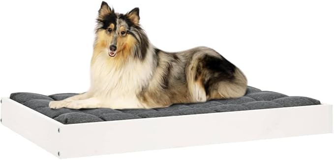 Solid Pine Wood Dog Bed for Medium Dogs, Minimalist Design with Sturdy Construction and Elegant Style, Easy to Clean Pet Friendly Material for Indoor Use