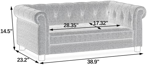Dog Sofa Couch for Medium to Large Dogs, Memory Foam Pet Sofa Couch with Washable Fabric, Durable Elevated Dog Bed with Legs, Removable Cushion for Medium and Large Dogs, Black