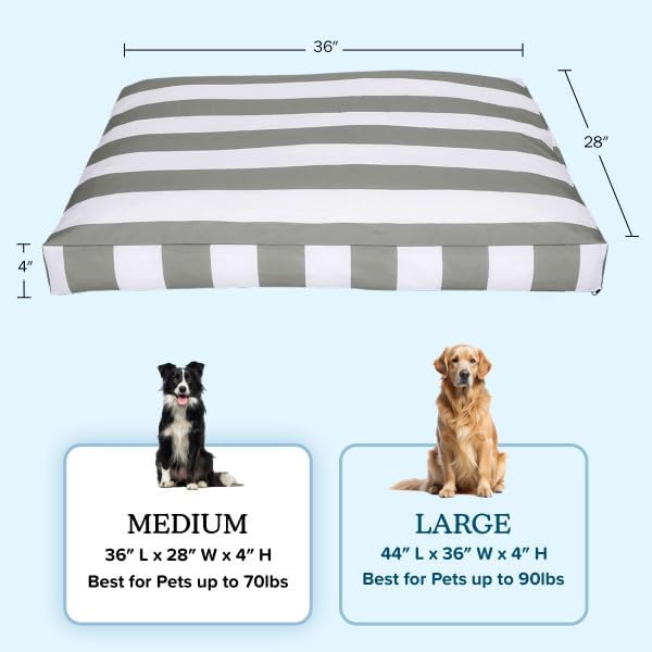 Dog Bed - Indoor/Outdoor Pet Bed with Removable Washable Cover and Non-Slip Bottom - 36in Medium Pet Mat for Dogs up to 70lbs - Water-Resistant Dog Mat by PETMAKER (Gray)
