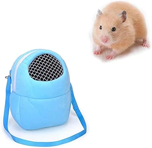 Litewoo Hamster Carrier Portable Travel Bag, Warm and Breathable Outdoor Portable Tote Bag for Guinea Pig Hedgehog Chinchilla Sugar Glider Hamster Squirrel Small Animal (Blue)