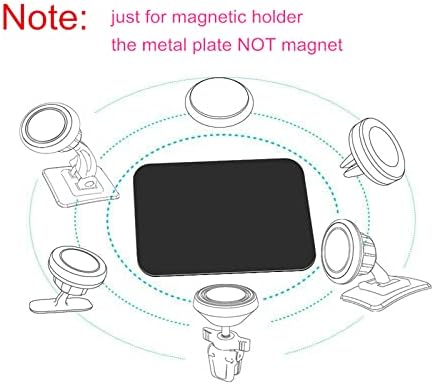 SALEX Replacement Metal Plates Set 4 Pack for Magnetic Car Phone Holders, Wall, Air Vent Mounts, Cases, Magnets. Kit of 2 Black Round and 2 Rectangular Iron Discs Without Holes. 3M Adhesive Backing.