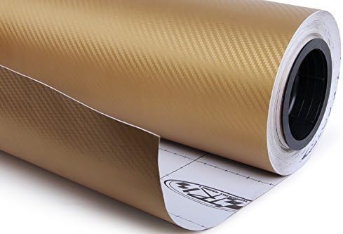 F & B LED LIGHTS Golden 3D Carbon Fiber Film Twill Weave Vinyl Sheet Roll Wrap (72" X 60", Golden)