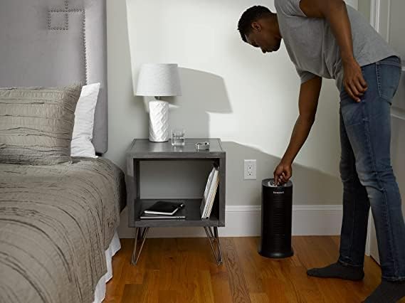 Honeywell HPA060 HEPA Tower Air Purifier, Airborne Allergen Reducer for Small Rooms (75 sq ft), Black - Wildlfire/Smoke, Pollen, Pet Dander, and Dust Air Purifier