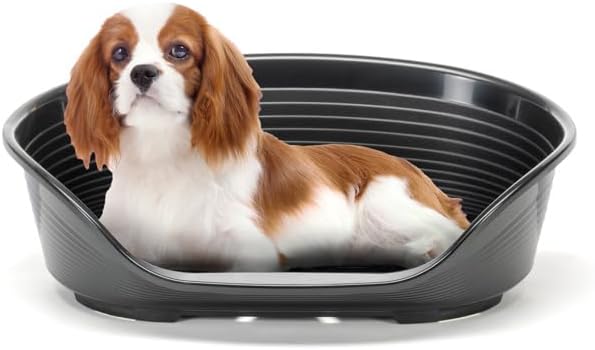 Ferplast Siesta Deluxe - Cat & Dog Bed - Medium, 100% Recycled Plastic, Washable, Breathable & Antislip - 62 x 41 x 23.5 CM, Black