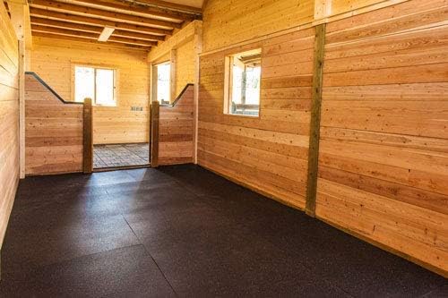 American Floor Mats - Heavy Duty Stall Tiles for Stable/Horse - Thick, Durable Rubber Flooring - Solid Black 10' x 16' Set, 3/4" Thick (40 Tiles Total)