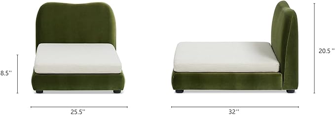 Jennifer Taylor Home Roman Upholstered Modern Pet Bed, Small to Medium Dog or Cat, Olive Green Performance Velvet