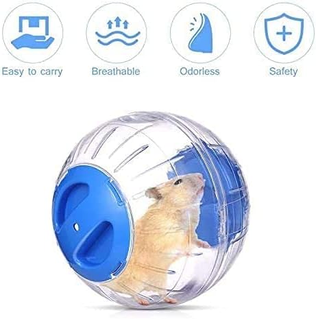 Mini New Cute Dwarf Hamster Running Ball 4.72 Inches Crystal Ball for Hamsters Small Silent Exercise Wheel Cage Accessories for Hamsters Less Than 4 inches 10 cm in Length (Blue)