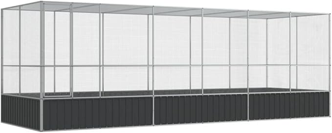 Steel Aviary with Extension, Large Bird Cage with Lockable Door, Aviary Spacious and Versatile Cage Ideal for Parakeets, Parrots, Lovebirds, Cockatiels, Pigeons, 246.1"x81.5"x83.5",-282
