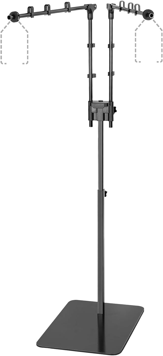 Oiibo Reptile Dual Lamp Stand, Floor Light Holder with Adjustable Heigh Bracket Metal Support for Reptile & Amphibian Terrarium Tank Vivarium Cage