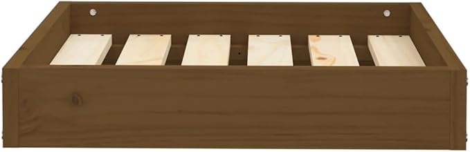 Solid Pine Wood Dog Bed Honey Brown 20.3 x 17.3 x 3.5 Inches Cozy Resting Space for Small Breed Pets Durable Frame Minimalist Design Indoor Use