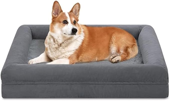 Washable Dog Bed with Plush Cushion – Machine Washable Pet Bed for Medium, Large & Extra Large Dogs – Soft Supportive Indoor Dog Bed