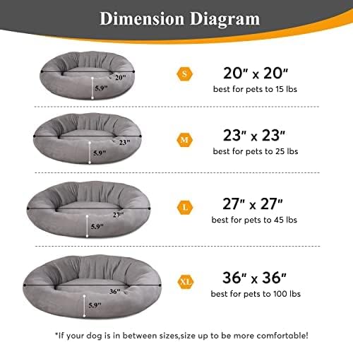 KASENTEX Round Dog Bed for Small Dogs and Puppies - Donut-Shaped, Anti-Slip, Machine Washable Cat Bed (Pink, 20x20 Inches)