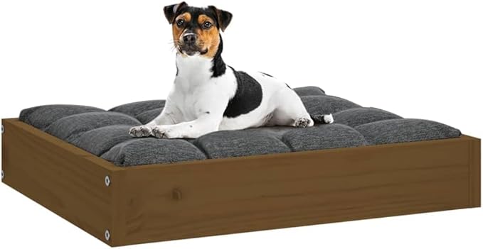 Solid Wood Pine Dog Bed, Solid Wood Pet Bed, Small Pet Furniture Cat & Dog Bed Frame, Honey Brown 20.3"x17.3"x3.5",-544