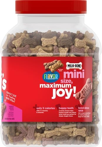 Milk-Bone Flavor Snacks Mini’s Dog Biscuits, Flavored Crunchy Dog Treats, 36 Oz. Canister (Pack of 2)