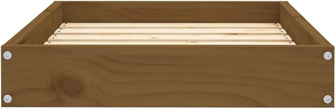 Solid Wood Pine Dog Bed, Solid Wood Pet Bed, Small Pet Furniture Cat & Dog Bed Frame, Honey Brown 24.2"x19.3"x3.5",-548