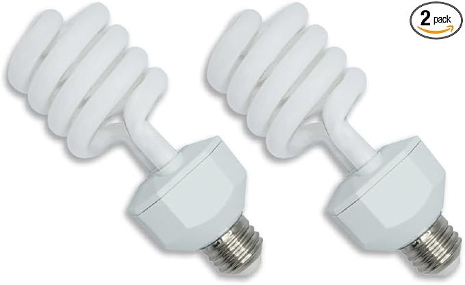 lumenivo 23 Watt UVB Reptile Light 5.0 23W Spiral Reptile Heat Terrarium Light Bulbs for Turtles, Gecko, Tortoise, Snake, Lizard, Chameleons, and Insects - 120V - 2 Pack