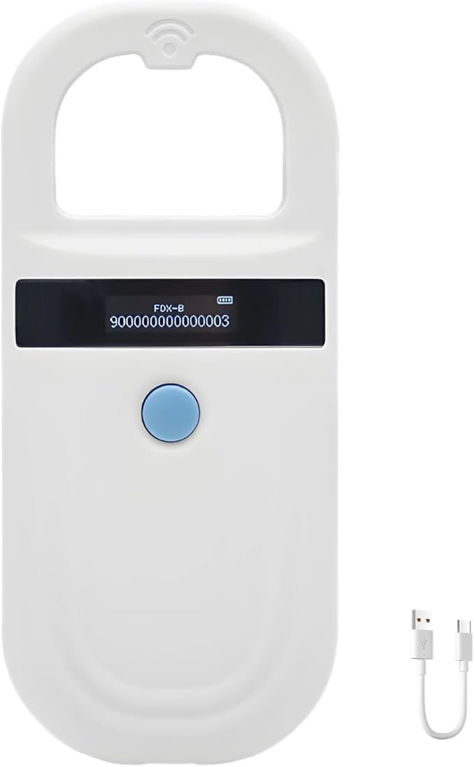 Pet Microchip Reader, Handheld Scanner for Universal Use, Compatible with Emid Fdx-B, OLED Screen, 0-5.9 in Reading Range