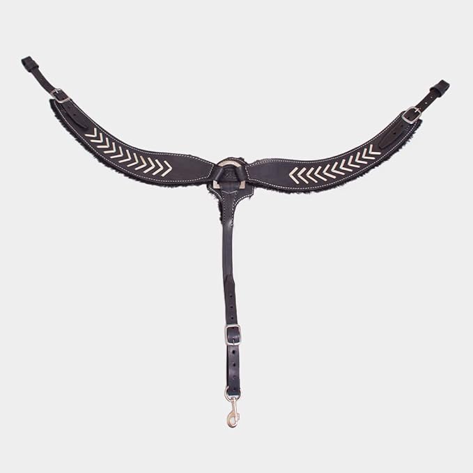 Western Horse Breast Collar - Hand-Tooled Leather Tack for Barrel Racing, Roping & Trail Riding - Durable Adjustable Fit - Rodeo & Show-Quality Equestrian Gear