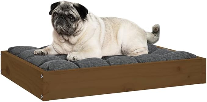 Solid Wood Pine Dog Bed, Solid Wood Pet Bed, Small Pet Furniture Cat & Dog Bed Frame, Honey Brown 24.2"x19.3"x3.5",-548