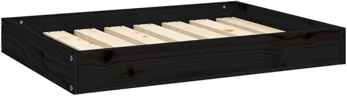 Solid Wood Dog Bed Black 28.1x21.3x3.5 Inch Pine Frame Pet Sofa for Small Medium Dogs, Sturdy Raised Platform Bed with Rustic Design for Living Room Bedroom