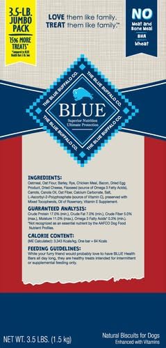 Blue Buffalo Health Bars Crunchy Dog Biscuits, Oven-Baked with Natural Ingredients, Bacon, Egg & Cheese, 3.5-lbs Box (Pack of 3)