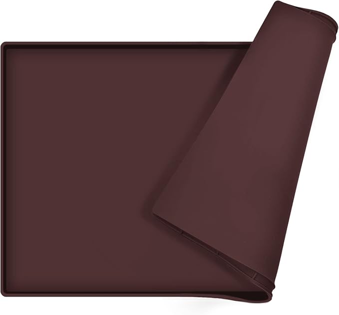 Dog Food Mat,Silicone Waterproof Food Tray,Non Slip Pet Bowl Mats Placemat,0.8" Raised Edge,Suitable for Most Small and Medium Sized Pets,28" x 18"