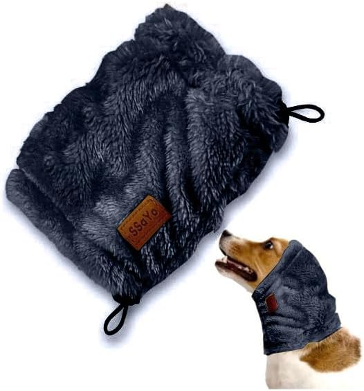 Dog Ear Muffs Noise Protection - Soft Calming Hood for Anxiety Relief, Fireworks, Thunder, Grooming & Vet Visits - Elastic Band & Comfortable Neck Warmer for Travel (Navy, Medium)