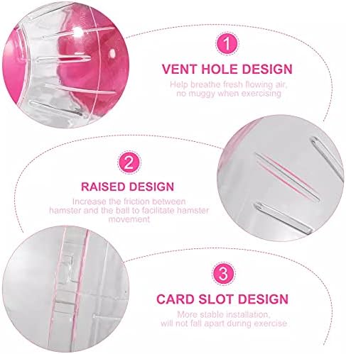 Hamster Exercise Ball Silent Hamster Wheel Small Animals Transparent Ball for Dwar Rat Relieves Boredom and Increases Activity (6 inch, Pink)