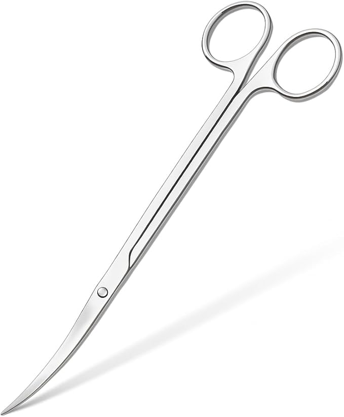 Mandala Crafts 10 Inches Silver Stainless Steel Curved Aquarium Scissors for Trimming Aquatic Plants – Bent Aquascape Scissors for Fish Tanks, Hospital Tanks, Goldfish Bowls, and Terrariums