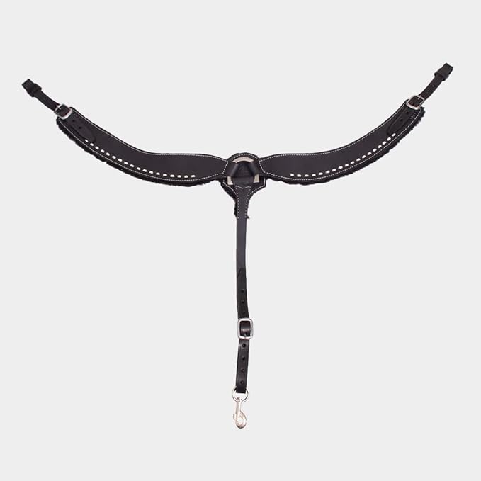Western Horse Breast Collar - Hand-Tooled Leather Tack for Barrel Racing, Roping & Trail Riding - Durable Adjustable Fit - Rodeo & Show-Quality Equestrian Gear