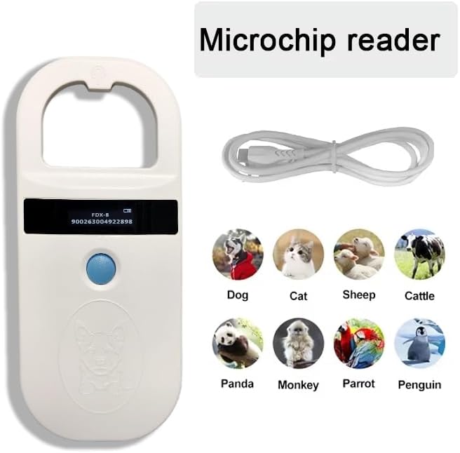 Pet Microchip Scanner ISO11784/85/FDX-B/EMID Animal Handheld Reader,134.2kHz Pet ID Scanner Rechargeable Animal Chip Registration, for Dog/Cat/Pig(AR190A)
