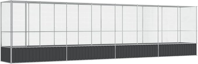 Large Bird Aviary with Extension, Outdoor Galvanized Steel Bird Cage, Galvanized Steel Outdoor Bird Aviary, Mesh Fence Bird House for Small Animals, 328.5"x42.1"x83.5"
