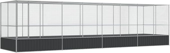 Steel Aviary with Extension, Large Bird Cage with Lockable Door, Aviary Spacious and Versatile Cage Ideal for Parakeets, Parrots, Lovebirds, Cockatiels, Pigeons, 327.6"x81.5"x83.5",-283