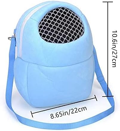 Litewoo Hamster Carrier Portable Travel Bag, Warm and Breathable Outdoor Portable Tote Bag for Guinea Pig Hedgehog Chinchilla Sugar Glider Hamster Squirrel Small Animal (Blue)